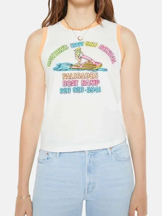 ☀️ MOTHER The Strong and Silent Type Wet Ski Tank NWT S - Picture 3 of 11